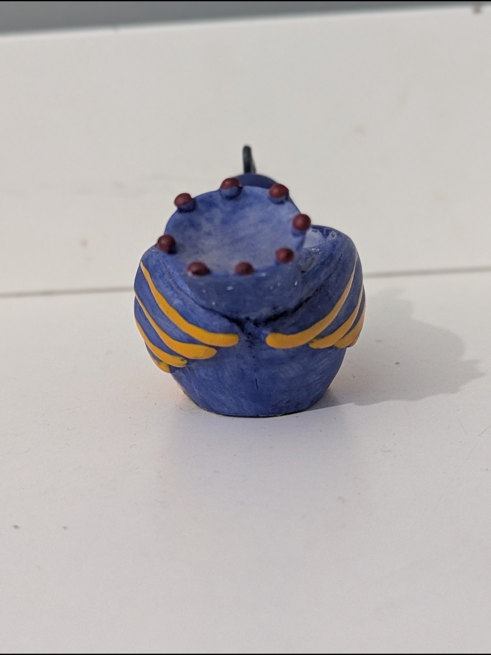 Whimsical Handpainted Decorative Blue Bird Tealight Holder Checkerboard Detail - Picture 8 of 11